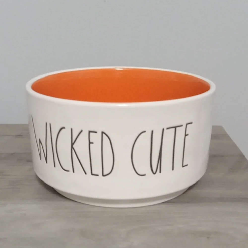 Rae Dunn Orange and White 'Wicked Cute' Bowl